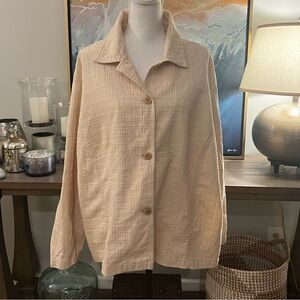 2/$40 Coldwater Creek Beige Textured Cotton Jacket Plus 3X